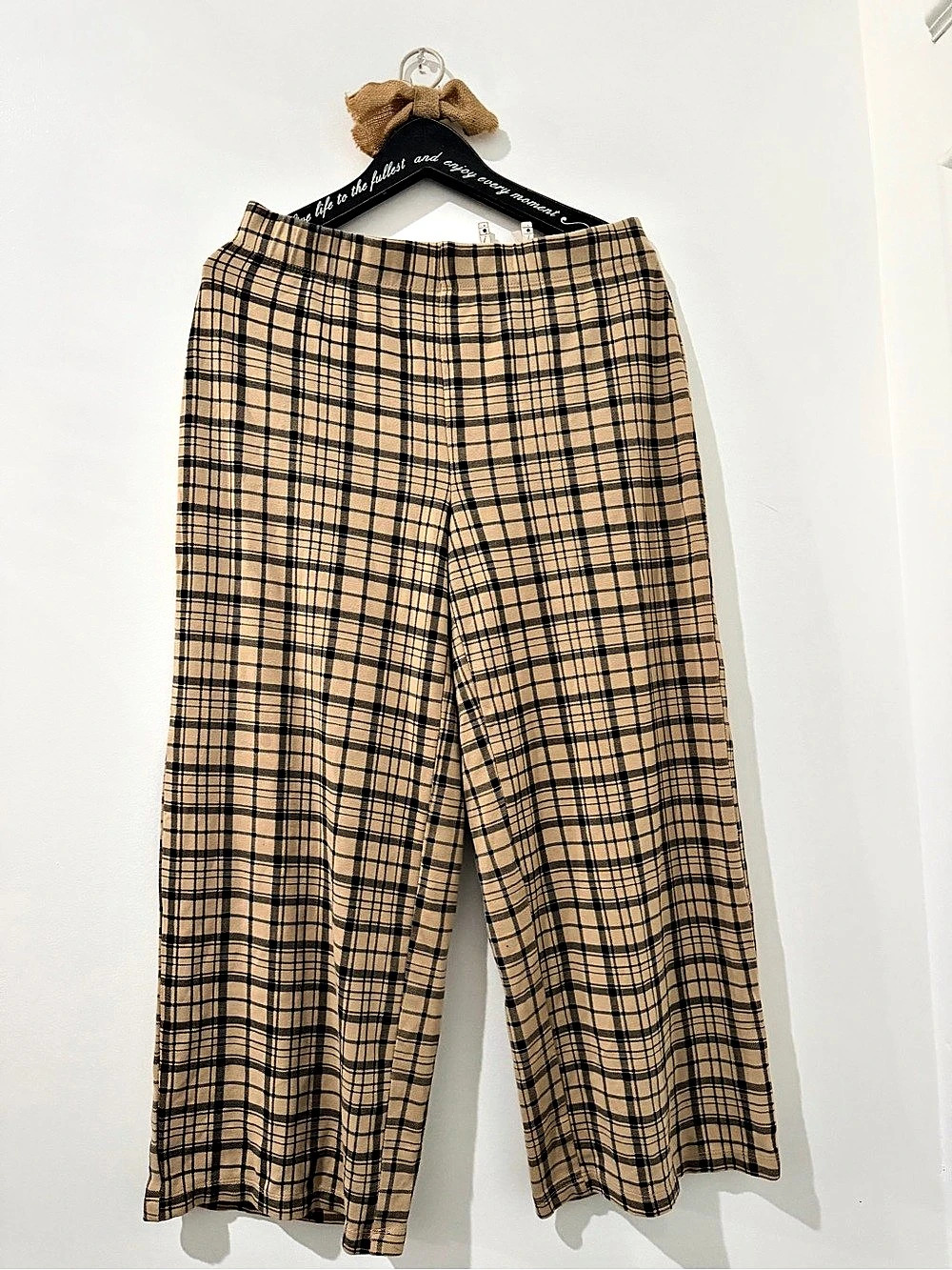 Jules & Leopold Plaid Pull-On Pants Brown & Black Medium